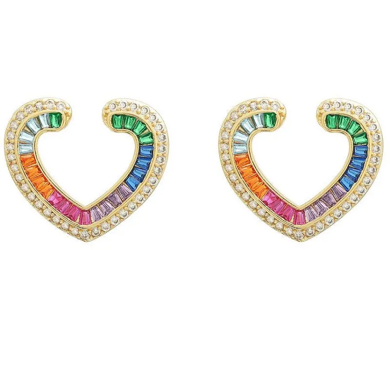 カラージルコン ハート イヤリング スタッド