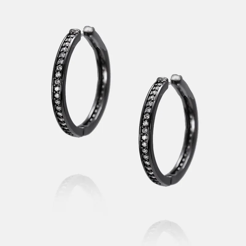 ヘマタイトメッキフープイヤリング