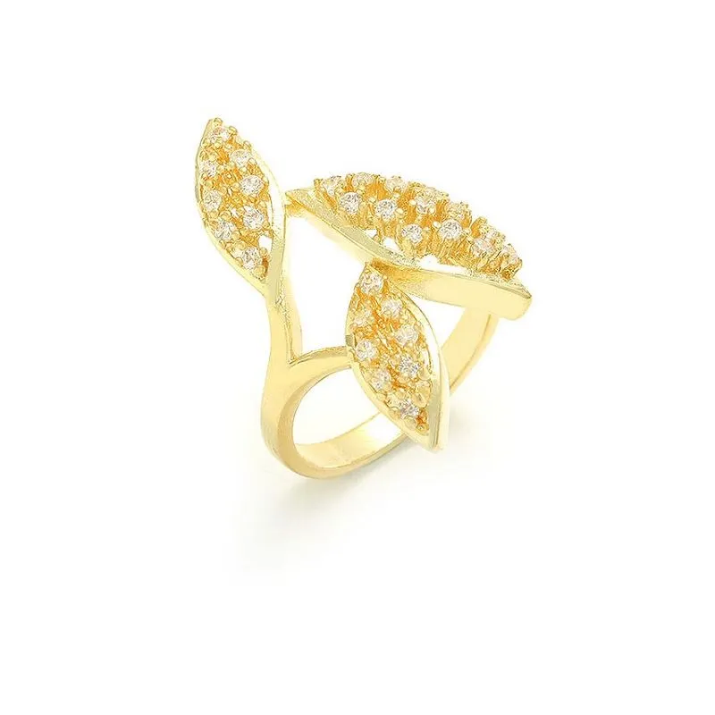 シルバーリーフシェイプフィンガーリング