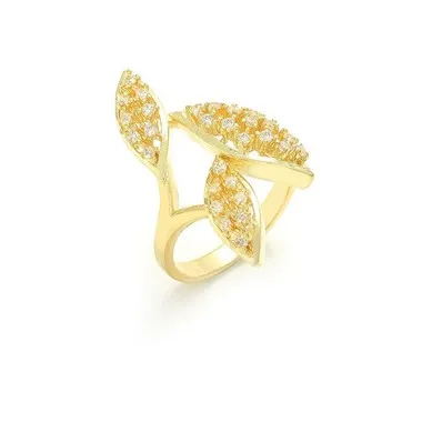 シルバーリーフシェイプフィンガーリング