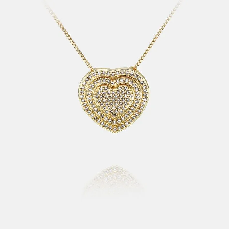ユニークなジルコン ハート ペンダント
