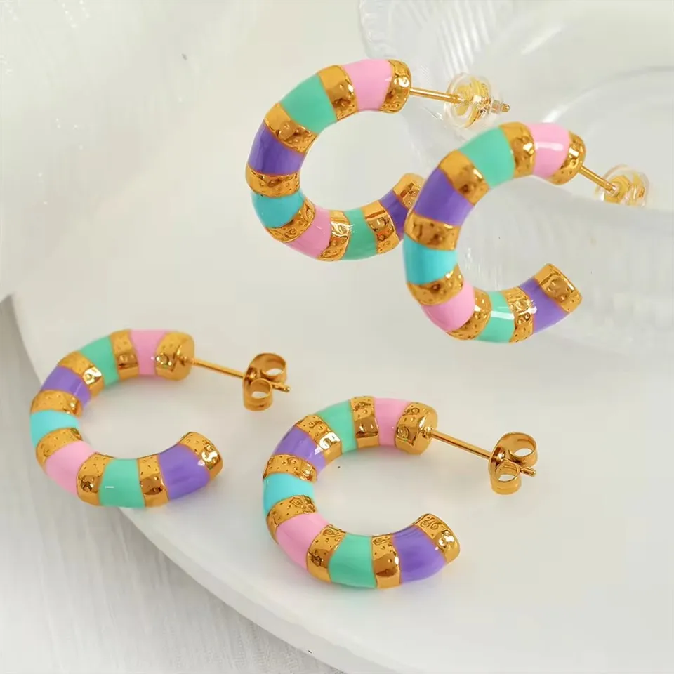 爆発的なカラフルなドリップ イヤリング