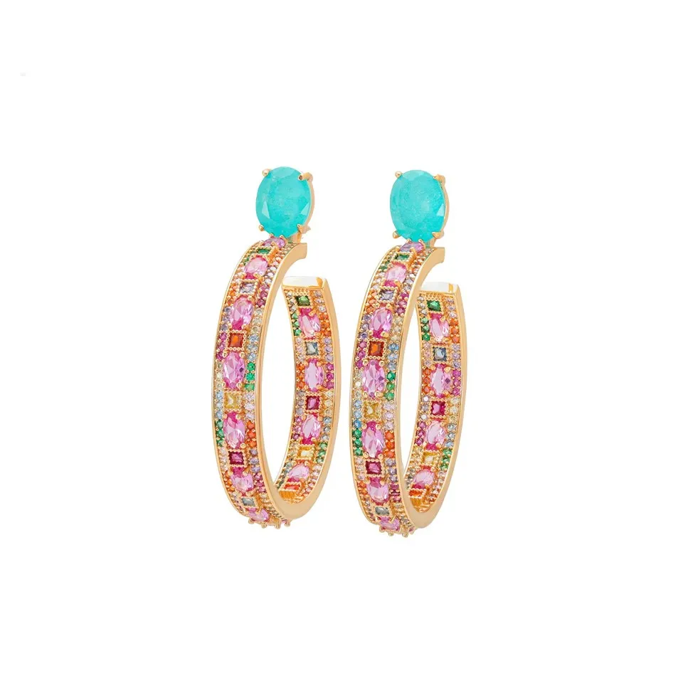 ゴールドメッキジルコンフュージョンレディースイヤリング